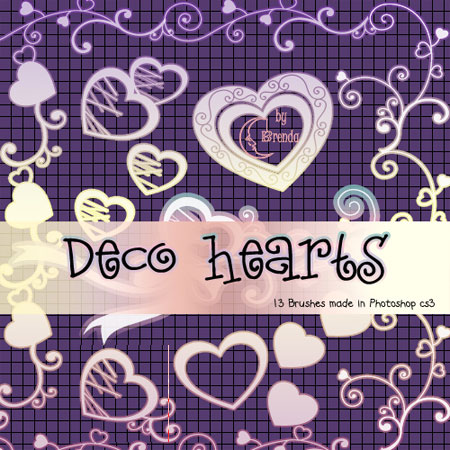 Кисть для фотошопа - Сердца Deco  