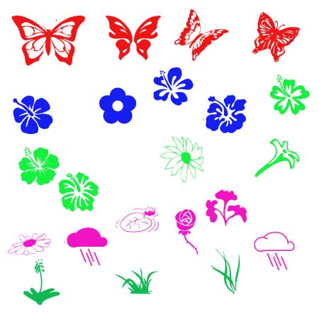 Кисть для фотошопа - Полевые цветы и бабочки