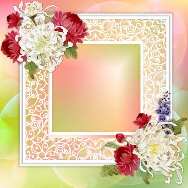 Рамка для фото - Веточки осенней хризантемы, солнечная радость для души