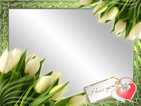 Рамка для фото - Белые тюльпаны
