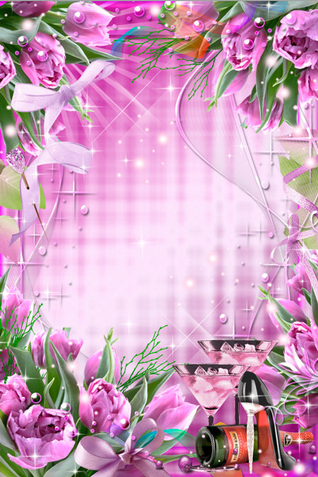 Рамка для фото  - Розовые тюльпаны