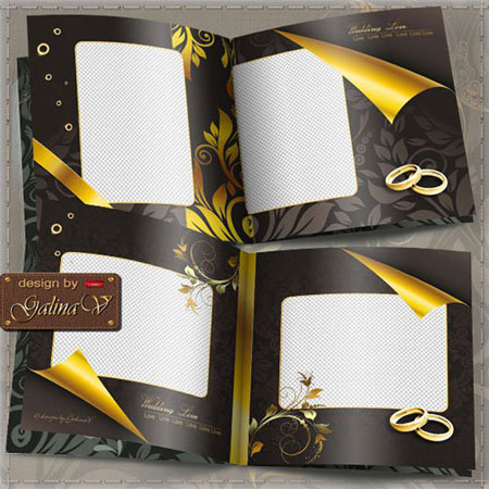 Рамка для фото  - Фото книга Золотой декор на шоколадном фоне Часть 2