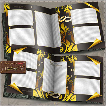 Рамка для фото  - Фото книга Золотой декор на шоколадном фоне Часть 3