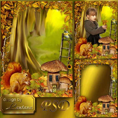 Рамка для фото - Осенняя сказка ходит по лесу неслышно