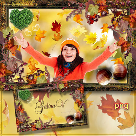 Рамка для фото  - Осень, рыжая красавица  