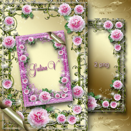 Рамка для фото  - Нежный розовый пион удивил красою  