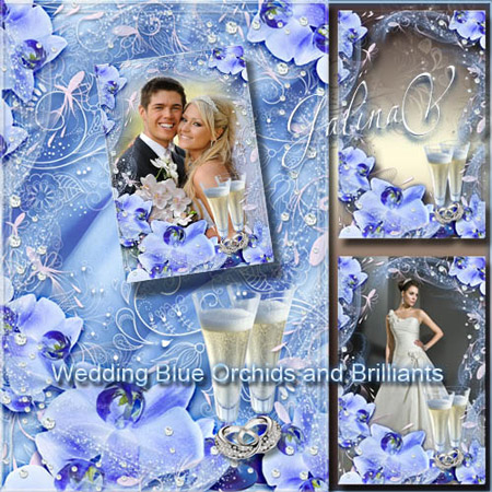 Рамка для фото - Свадебные синие орхидеи и бриллианты