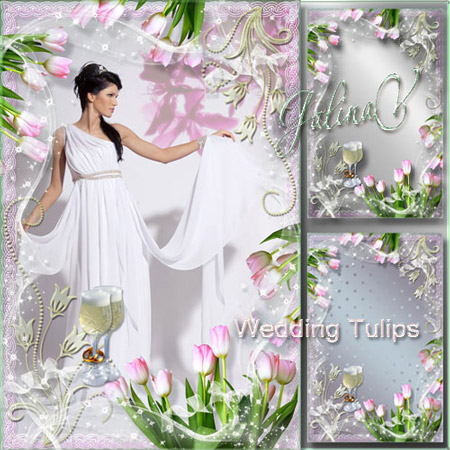 Рамка для фото  - Свадебные тюльпаны