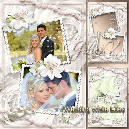 Рамка для фото - Свадебные белые лилии