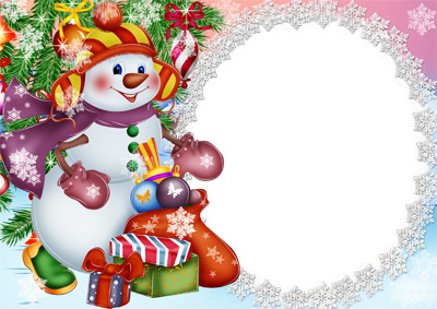 Рамка для фото - Снеговик с подарками