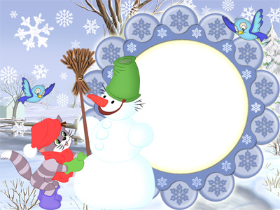 Рамка для фото - Кот Матроскин и снеговик