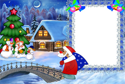 Рамка для фото - Снеговики встречают Деда Мороза