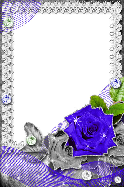 Рамка для фото - Синяя роза