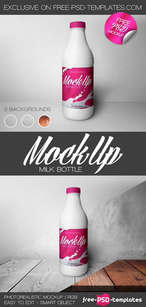 PSD исходник - Молочная бутылка (Mock Up)