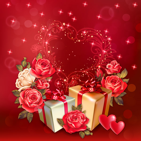 PSD исходник - Розы и подарки для любимой