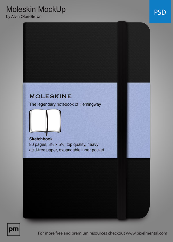 PSD исходник - Блокнот Moleskin MockUp