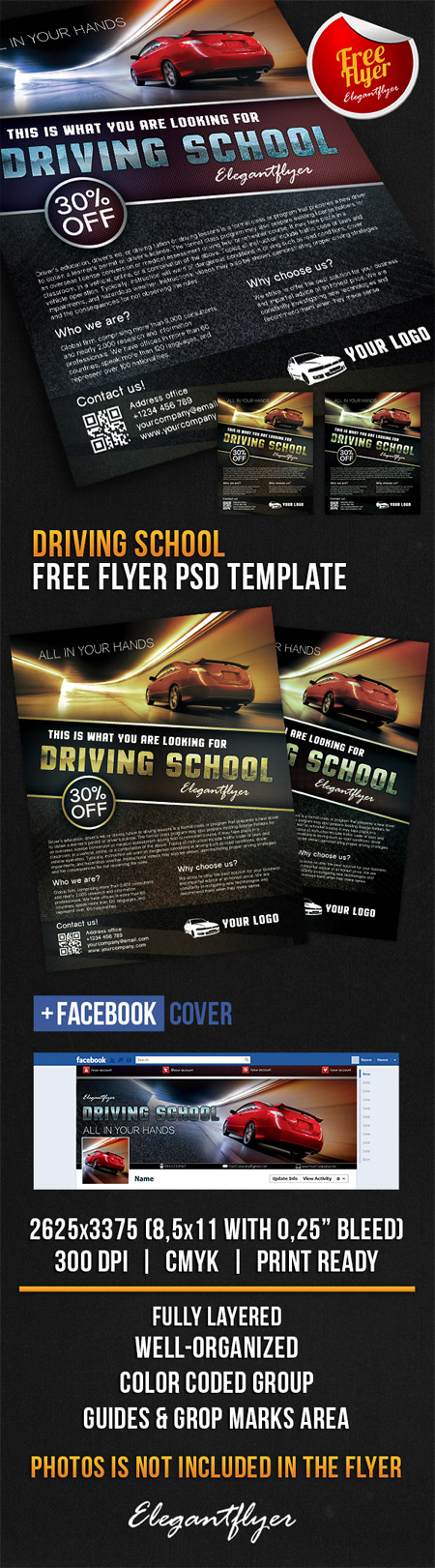 PSD исходник - Рекламная листовка Школа водителей