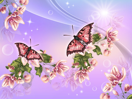 PSD исходник - Влюблённые бабочки