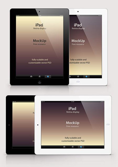 PSD исходник - iPad (Чёрный и белый)