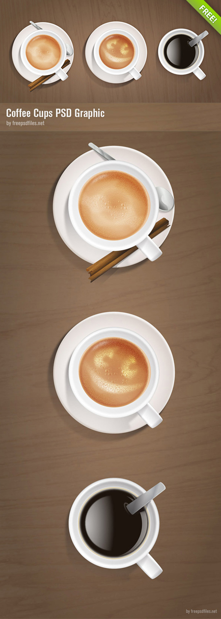 PSD исходник - Чашки с кофе