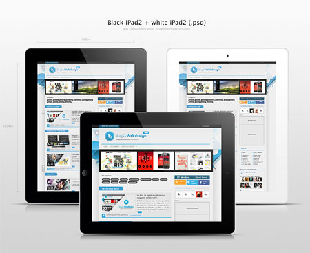 PSD исходник -  iPad (Чёрный и белый)