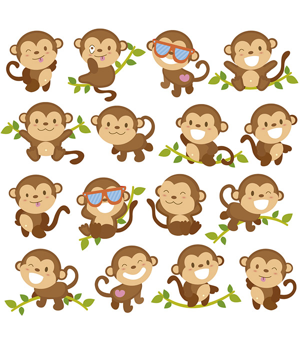 Скрап набор - Маленькие обезьянки