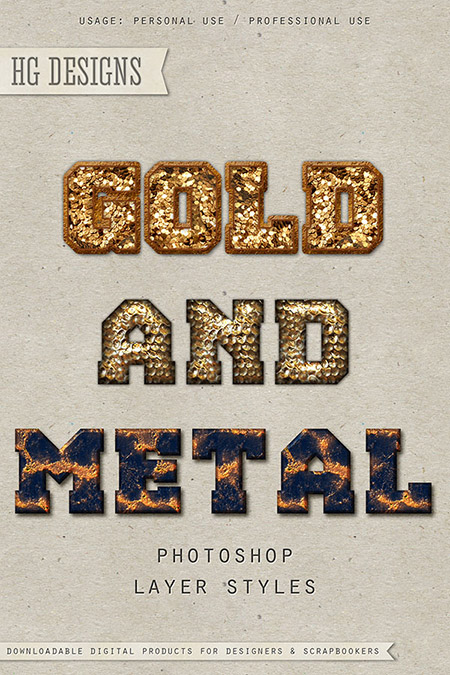 Стили для фотошоп - Золото и Металл