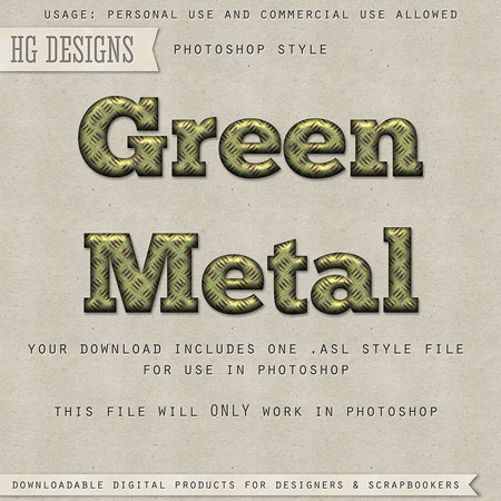 Стили для фотошоп - Зелёный Металл