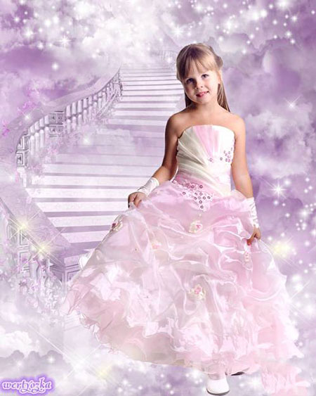 Шаблон для фото - Принцесса в чудесном розовом платье