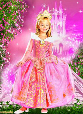Шаблон для фото - Очаровательная принцесса в волшебном замке