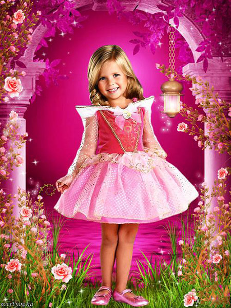 Шаблон для фото - Маленькая принцесса в стране чудесных роз