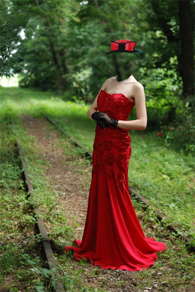 Шаблон для фото - Дама в красном платье