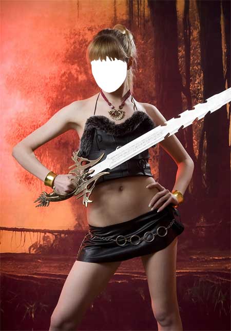 Шаблон для фото - Девушка с мечом (IV)