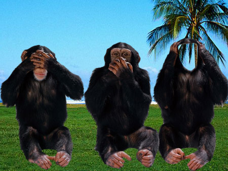 Шаблон для фото - Три обезьянки.
