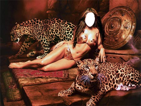 Шаблон для фото - Леопардовая женщина.