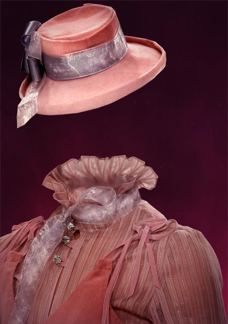 Шаблон для фото - Дама в розовой шляпке.