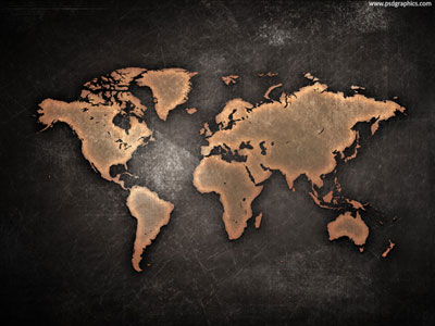 Фон для фотошопа - Карта мира в стиле гранж