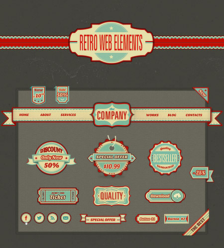 Web-дизайн - Веб-элементы Ретро
