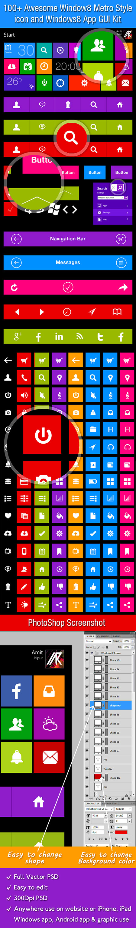 Web-дизайн - Windows 8 Metro GUI Kit