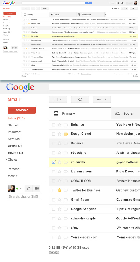 Web-дизайн - Интерфейс Gmail