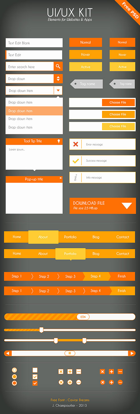 Web-дизайн - Веб-элементы Orange(UI Kit)