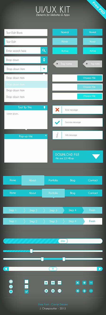 Web-дизайн - Веб-элементы Blue (UI Kit)