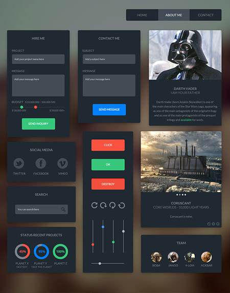 Web-дизайн - Веб элементы Dark UI Kit