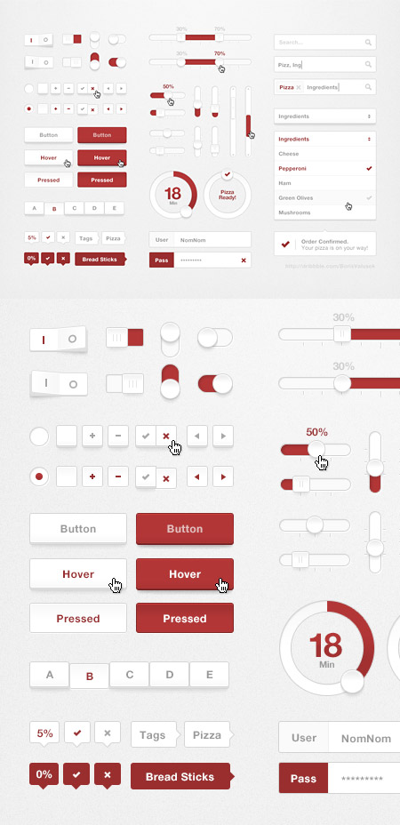 Web-дизайн - Веб-элементы  Pizza” UI Kit