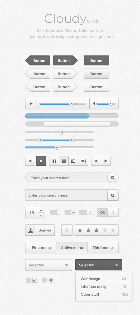 Web-дизайн - Веб-элементы Cloudy Ui kit