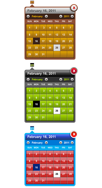 Web-дизайн - Календарь Pop-Up