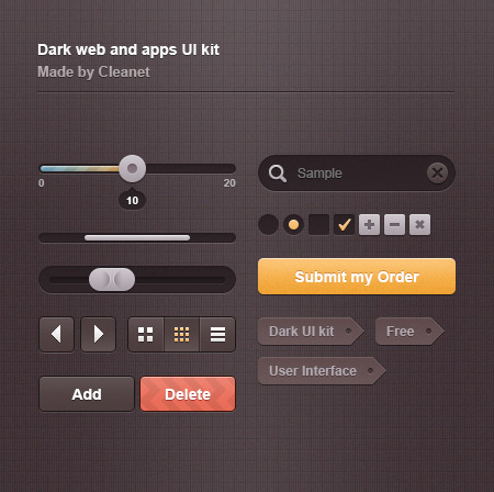 Web-дизайн - Веб-элементы Dark UI