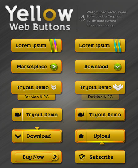 Web-дизайн - Кнопки Yellow