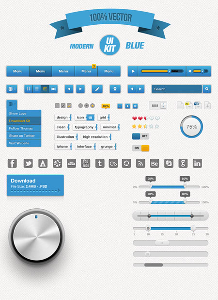 Web-дизайн - Веб-элементы Blue UI Kit