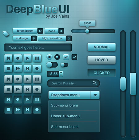Web-дизайн - Веб-элементы Deep Blue UI